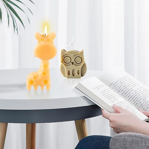 2pcs 3D Candle Mold Animal Resin Mold Dinosaur Epoxy Molds Silicone Owl Giraffe Elephant Frog Mould for DIY Craft Handmade Soap Candle Making (A) in Saudi Arabia