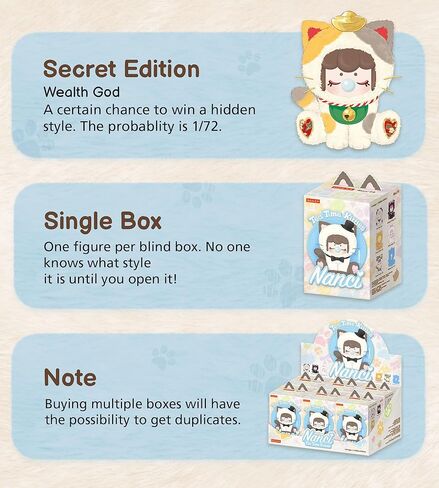 Rolife Nanci Blind Box سلسلة شاي الظهيرة للقطط من القطيفة، قطعة واحدة من لعبة قطيفة بتصميم عشوائي لطيف، ألعاب إبداعية قابلة للتجميع لعطلة عيد الميلاد/عيد الميلاد in Saudi Arabia