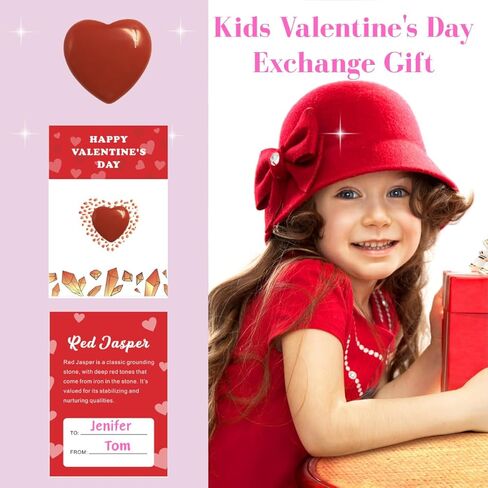 24Pack Valentines Day Cards for Kids School, Valentines Day Gifts For Kids Classroom with Heart Gemstones, Valentine Rock Crystal Exchange Gift Party Favor for Girls Boys School Class in Saudi Arabia