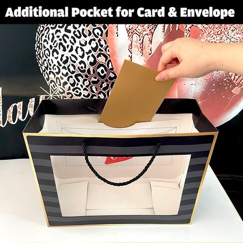 Sumerk 13" Large Anniversary Paper Bag with Tissue Papers and Greeting Card, Envelope and Stickers - Special Anniversary Wrapping Bag with Clear Window and Card Holder in Saudi Arabia