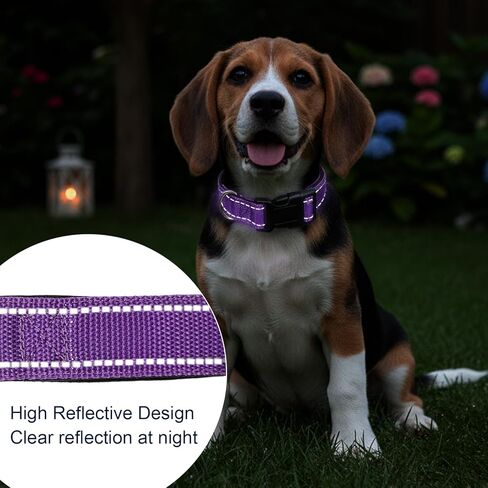 2 Pcs Reflective Dog Collar Adjustable Soft Neoprene Padded Nylon Pet Collar Breathable Quick Release Basic Dog Collars for Large Medium Dogs Male Female (Purple+Blue) in Saudi Arabia