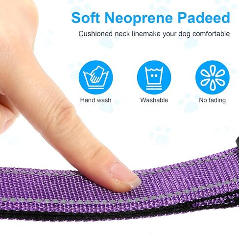 2 Pcs Reflective Dog Collar Adjustable Soft Neoprene Padded Nylon Pet Collar Breathable Quick Release Basic Dog Collars for Large Medium Dogs Male Female (Purple+Blue) in Saudi Arabia