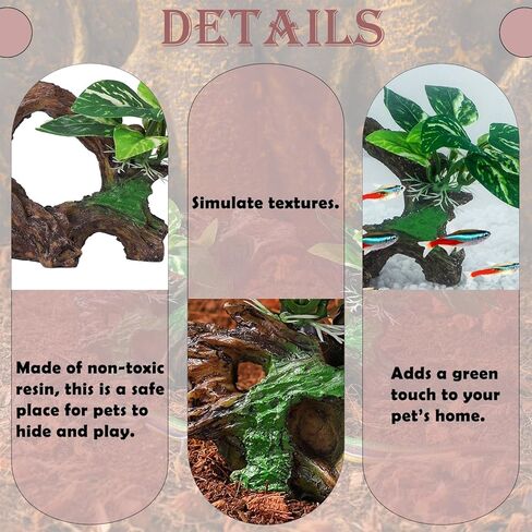 زينة حوض السمك الاصطناعي الزواحف بيتا خزان الأسماك الملحقات أوراق الحرير النباتات الديكور Driftwood كهف ديكور in Kuwait