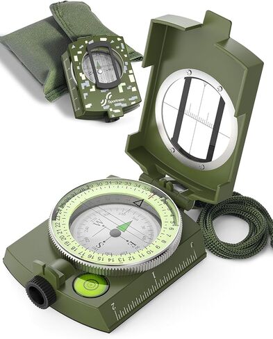 Sportneer Compass: Accurate Durable Lightweight Orienteering Compass with Strap and Carrying Case, Glow in The Dark Waterproof Hiking Essentials for Camping Backpacking, Best Survival Gifts for Kids in Kuwait