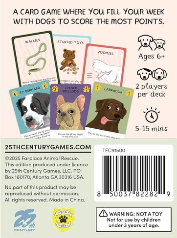 لعبة بطاقات Woof Days من 25th Century Games - لعبة عيد الحب لمحبي الكلاب والأزواج - لعبة بطاقات إستراتيجية مريحة للاعبين مع فن كلب لطيف - للأعمار من 6 سنوات فما فوق in Kuwait