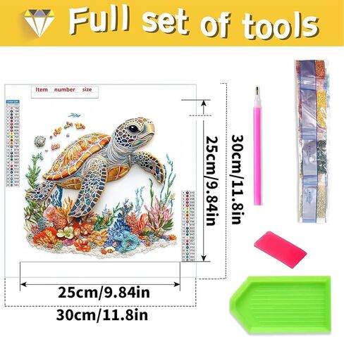 DIY Diamond Art Kits for Adults Sea Turtle Special Shape - 5D Diamond Painting Kits for Adults Animal - Crystal Embroidery Cross Stitch - Craft for Wall & Office Decor 12 x 12 Inch C25 in Saudi Arabia
