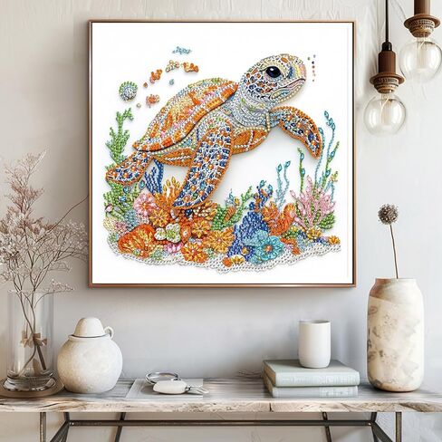 DIY Diamond Art Kits for Adults Sea Turtle Special Shape - 5D Diamond Painting Kits for Adults Animal - Crystal Embroidery Cross Stitch - Craft for Wall & Office Decor 12 x 12 Inch C25 in Saudi Arabia