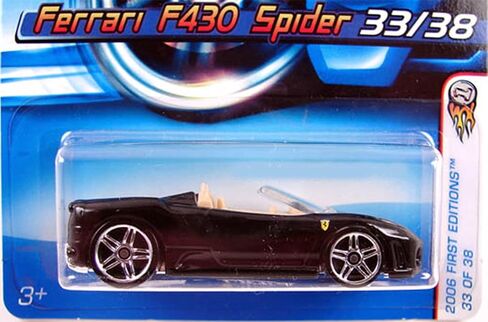 Hot Wheels 2006 First Editions -#33 فيراري F430 سبايدر باللون الأسود مع تصميم داخلي أسمر #2006-33 مجموعة السيارات القابلة للجمع ماتيل in Saudi Arabia