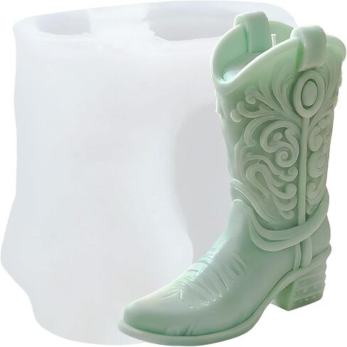 XIAOSHUI Cowboy Boot Candle Molds Western Cowboy Boot Candle Silicone Mold for Candles Making Resin Casting Aromatherapy Candles Gypsum Craft Home Decorate in Saudi Arabia