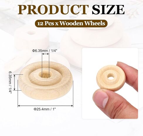 MECCANIXITY Slab Wooden Wheels 1" Dia. 1/4" Thick 1/4" Hole, Flat Unfinished Wood Wheel for DIY Model Cars Trucks, 12pcs in Saudi Arabia