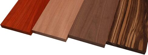 مجموعة متنوعة من الأخشاب الصلبة المستوردة من Barrington Hardwoods - خشب الحمار الوحشي، الجوز، Padauk، Okoume - 3/4 بوصة × 6 بوصة (4 قطع) (3/4 بوصة × 6 بوصة × 12 بوصة) in Kuwait