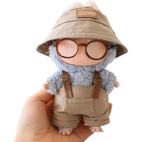 Doll Clothes 3-Piece Sets Compatible with Labubu Clothes Dolls Accessories Colorful Glasses & Hat & Overalls Suitable for 6.7" Dolls (No Doll) (Yellow) in Saudi Arabia