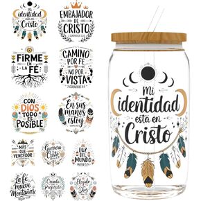 UV DTF Cup Wraps, 12 Sheets for 16oz Glass Cups, Patriotic Veterans Clear Transfer Stickers for Tumblers and Bottles, Assorted Pattern Set in Kuwait