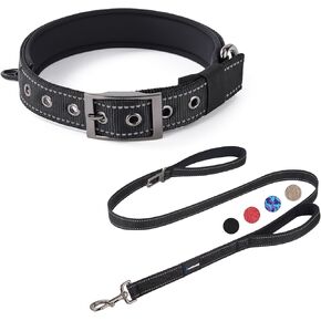 Annchwool Adjustable Dog Collar and 5 FT Leash Set with Heavy Duty Metal Buckle–Comfortable Lining Collar & Dual-Handles for Medium Large Dogs Walking,Car Travel(Camo Purple Set,L:17''-23'') in Kuwait