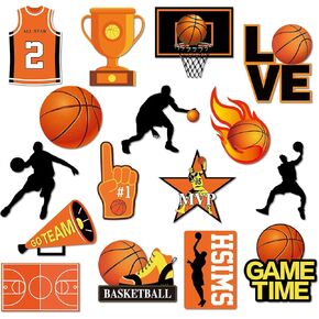 Whaline 48 Pcs Basketball Cutouts Sports Ball Cut-Outs Basketball Player Cardboard Paper Cutting with 100 Pcs Glue Points for DIY Crafts Classroom Bulletin Board in Saudi Arabia