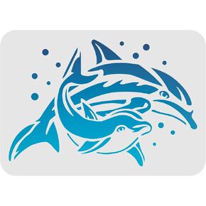 FINGERINSPIRE Dolphin Stencil 11.7x8.3Inch Sea Ocean Creatures Stencils Reusable Sea Animals Stencils Ocean Theme Stencil for DIY Crafts Home Decor Wood Wall Paint in Saudi Arabia