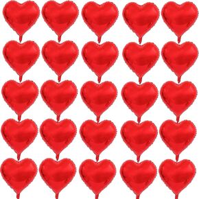 10 Inch Red Heart Mylar Balloons, 50pcs Small Foil Balloons for Birthday Party Wedding Baby Shower Valentine's Day Party Decorations in Saudi Arabia