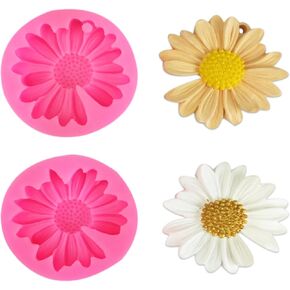 2PCS Daisy Flower Silicone Mold Chrysanthemum Mould 3D Flower Candle Mold for Cake Decoration Cupcake Toppers Candy Sugar Craft Gum Paste Clay Resin in Saudi Arabia