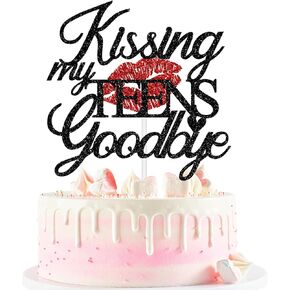 Kissing My Teens Goodbye Cake Topper, Happy 20th Birthday Cake Decor, Funeral for My Youth, Happy 20th Birthday Anniversary Party Decorations Supplies for Adults in Kuwait