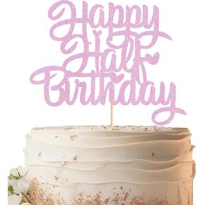 Happy Half Birthday Cake Topper - Red Glitter 6 Months Birthday Cake Decorating Supplies for Boys or Girls Baby Shower, Gender Reveal or 1/2 Birthday Party Supplies Photo Booth Props in Kuwait