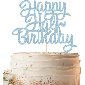 Happy Half Birthday Cake Topper - Red Glitter 6 Months Birthday Cake Decorating Supplies for Boys or Girls Baby Shower, Gender Reveal or 1/2 Birthday Party Supplies Photo Booth Props in Saudi Arabia
