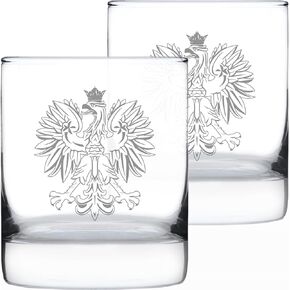 Polish Eagle Whiskey Rocks Glass - Poland Gifts or Party Decor for Women & Men - 10.25 Oz Whisky Tumbler Glasses in Saudi Arabia