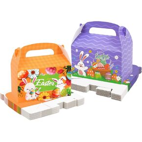 DERZIFUN 30 عبوة من صناديق هدايا عيد الفصح بمقبض، 6.5 بوصة × 3.5 بوصة × 6.5 بوصة، صناديق الجملون لتفضلات الحفلات، والحلوى، والحلويات، وديكورات عيد الفصح in Kuwait