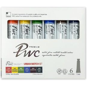 طلاء مائي فائق النعومة من PWC ShinHan، مجموعة أنابيب 7.5 مل، 6 ألوان - الأرض in Saudi Arabia
