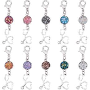MAYJOYDIY 10Pcs Nurse Stethoscope Keychains Colorful Shine Stethoscope Pendants Doctor Nurses Charms Pendant Badge Reel Charm for Purse Handbags Gifts in Saudi Arabia