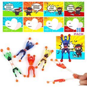 28 حزمة من النينجا الرجالي لتسلق الجدران في عيد الحب مع مجموعة بطاقات هدايا للأولاد، ألعاب تخفيف التوتر لصالح حفلات الأطفال، جوائز تبادل الفصول الدراسية، بطاقات تهنئة بعيد الحب in Kuwait