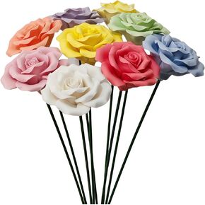 Handmade Porcelain 3D Ceramic Rose Flower, Eternal Flower Decoration for Home Office Decor, Creative Desktop vases, Porcelain Decorations, Exquisite, Set of 6 (red) in Saudi Arabia