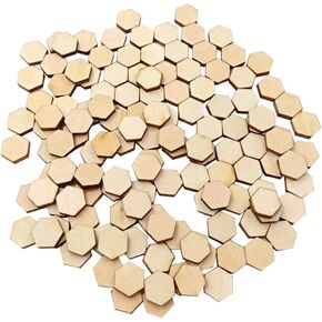 GANAZONO 100Pcs Hexagon Wood Pieces Honeycomb Wooden Flat Small Cutouts Unfinished Wood Hexagonal Wooden Cutouts for DIY Crafts Floral Foam Net Decorations for Weddings Parties Christmas Home in Kuwait