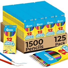 أقلام رصاص ملونة من روزموند 125 عبوة | 1500 قلم رصاص، مجموعة أقلام رصاص ملونة، 12 لونًا ساطعًا، مشحذ مسبقًا لسهولة الاستخدام، سهل الإمساك، لوازم فنية كبيرة للفصول الدراسية والمعلمين والعودة إلى المدرسة in Kuwait