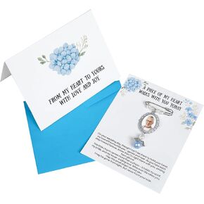 سحر باقة الزفاف مع مدلاة للصور - دبوس تذكار أزرق تذكاري لحفلات الزفاف، لتكريم أحبائهم | باقة اكسسوار للعروس in Kuwait