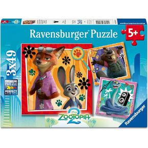 Ravensburger - Zootopia 2: A New Mission - مجموعة ألغاز الصور المقطوعة 3 × 49 قطعة - مشاهد نابضة بالحياة مع جودي هوبس ونيك وايلد والأصدقاء - جودة ممتازة - متعة خالية من الشاشة - للأطفال بعمر 5 سنوات فما فوق in Kuwait