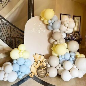 Classic Winnie Cutouts and Blue Yellow Sand White Balloons Arch Kit Pastel Balloons For Pooh Baby Shower Decorations Birthday Party Supplies in Saudi Arabia