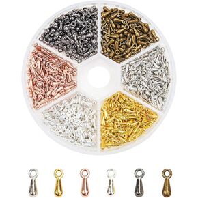 Kitbeads 600pcs Alloy Extender Chain Terminator Charm Tear Drop Dangle End Beads End Piece for DIY Jewelry Findings Necklace Making(6 Colors) in Kuwait