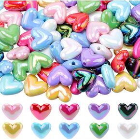 80Pcs 10 Colors Heart Pen Beads Bulk Acrylic Focal Beads Bubblegum Chunky Smooth UV Colorful Plastic Hearts Shaped Shiny Spacer Bead for Jewelry Making Beadable Pens Charms Bracelets Decor in Kuwait