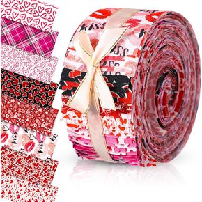 VitalCozy 40 Pcs Valentine‘s Day Cotton Fabric Quilting Strips Craft Fabric Bundle Cotton Strips Patchwork Sets with Different Patterns Craft Sewing Supplies for DIY in Saudi Arabia