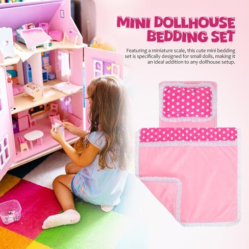 TOYANDONA 18 Inch Doll Bedding Set Miniature Dollhouse Accessories Includes Comforter Pillow Mattress for Doll Beds and Cribs Imaginative Play in Saudi Arabia
