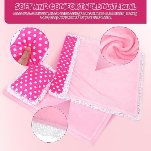 TOYANDONA 18 Inch Doll Bedding Set Miniature Dollhouse Accessories Includes Comforter Pillow Mattress for Doll Beds and Cribs Imaginative Play in Saudi Arabia