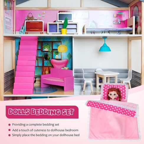 TOYANDONA 18 Inch Doll Bedding Set Miniature Dollhouse Accessories Includes Comforter Pillow Mattress for Doll Beds and Cribs Imaginative Play in Saudi Arabia