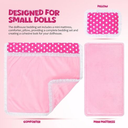 TOYANDONA 18 Inch Doll Bedding Set Miniature Dollhouse Accessories Includes Comforter Pillow Mattress for Doll Beds and Cribs Imaginative Play in Saudi Arabia