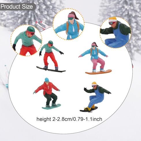 4Pcs 1/64 Scale Snowboarding Figure Miniature Skier Model Photo Prop Skiing Figurine for Railway Sets Doll House Decoration in Saudi Arabia