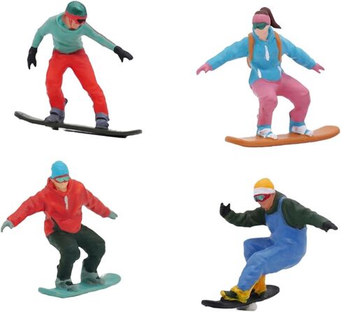 4Pcs 1/64 Scale Snowboarding Figure Miniature Skier Model Photo Prop Skiing Figurine for Railway Sets Doll House Decoration in Saudi Arabia
