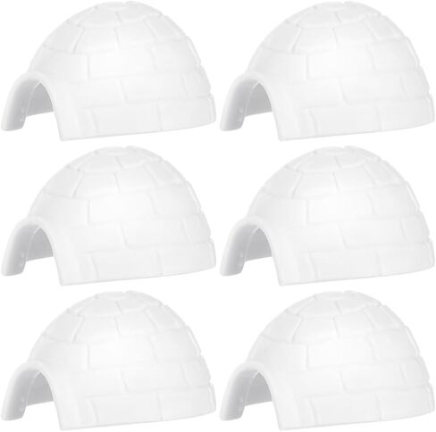 Amosfun Mini Igloo Toys: 6pcs Small Ice House Models Penguin Polar Bear Igloo Polar Animals Houses Toy Cake Toppers Micro Landscape Decoration 1.6" x 1.1" in Saudi Arabia