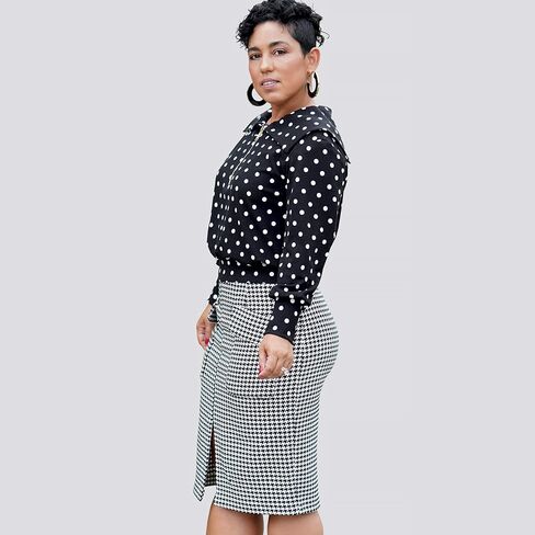 Simplicity U5 (16-18-20-22-24) SS9182U5 Misses' Half Zip v-Neck Knit top in Two Lengths & Slim Skirt with Pocket & Front Slit Details by Mimi g in Saudi Arabia