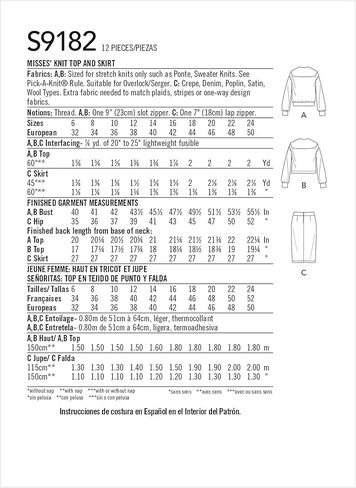 Simplicity U5 (16-18-20-22-24) SS9182U5 Misses' Half Zip v-Neck Knit top in Two Lengths & Slim Skirt with Pocket & Front Slit Details by Mimi g in Saudi Arabia