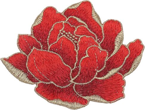 uxcell Peony Floral Patches, 4.3" Embroidered Flower Appliques, Sew on Garment Patches Embellishments for Clothes Jeans Jackets Bags DIY Crafts Sew Making, Red in Saudi Arabia