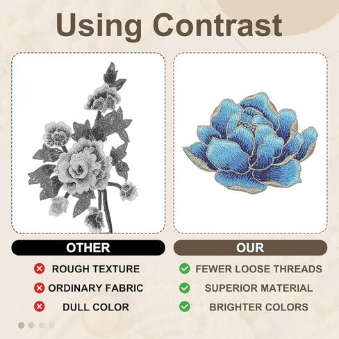 uxcell Peony Floral Patches, 4.3" Embroidered Flower Appliques, Sew on Garment Patches Embellishments for Clothes Jeans Jackets Bags DIY Crafts Sew Making, Red in Saudi Arabia